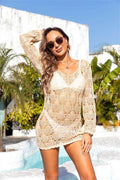 Angel Wings Cutout Long Sleeve Cover-Up - Hovatok