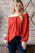 Heimish Full Size Swiss Dot Off Shoulder Top - Hovatok
