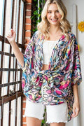 Heimish Full Size Multi Color Snake Open Cardigan Plus Size - Hovatok