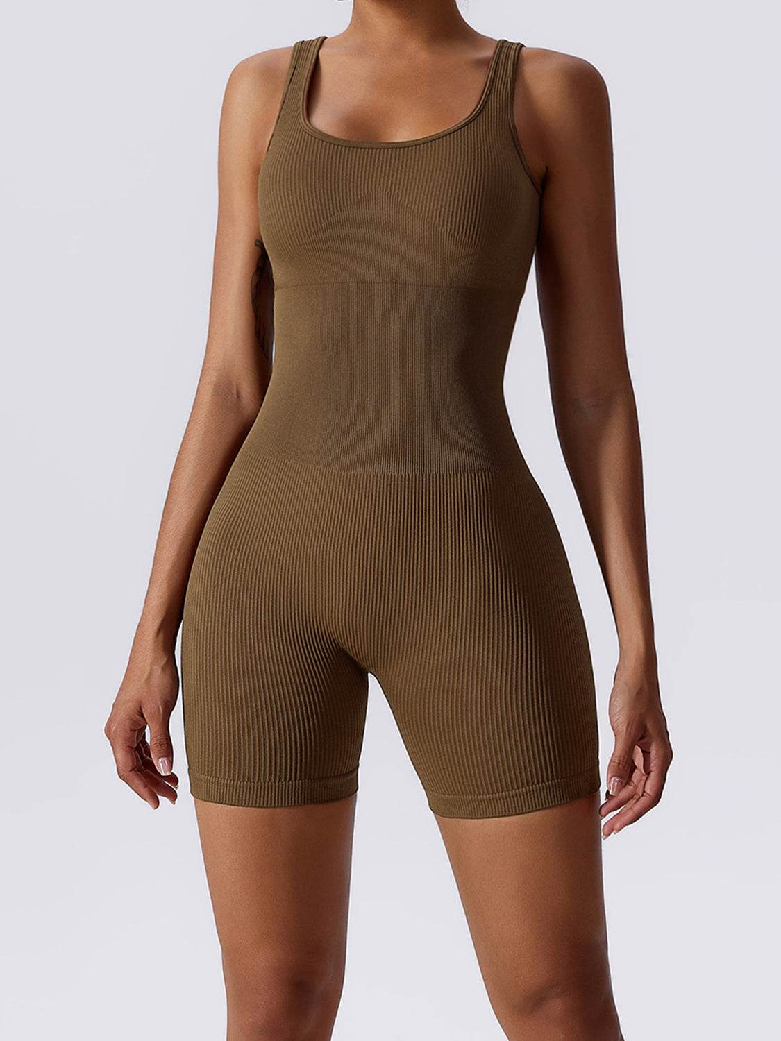 Basic Bae Ribbed Sleeveless Active Romper - Hovatok