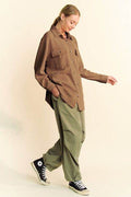 Davi & Dani Waffle-Knit Button Down Shirt - Hovatok