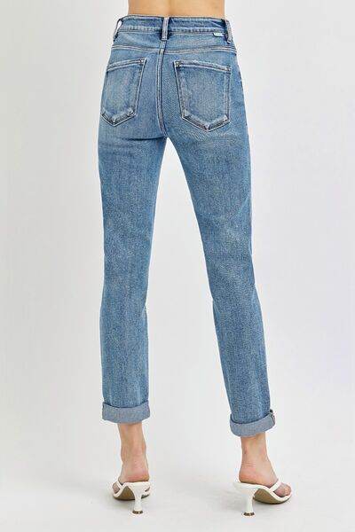 Risen Full Size High Rise Cropped Roll Up Jeans - Hovatok