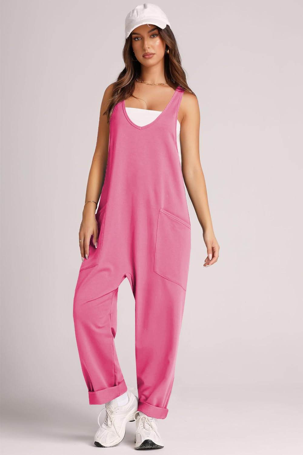 Lovelet Wide Strap Jumpsuit with Pockets - Hovatok