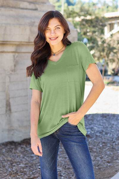Basic Bae Bamboo Full Size V-Neck Short Sleeve T-Shirt - Hovatok