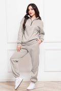 Half Zip Long Sleeve Sweatshirt and Pants Set - Hovatok