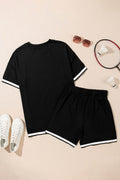 Contrast Trim Tee and Shorts Set - Hovatok