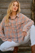 And The Why Full Size Plaid Button Up Raw Hem Shirt - Hovatok
