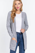 ACTIVE BASIC Open Front Long Sleeve Cardigan - Hovatok
