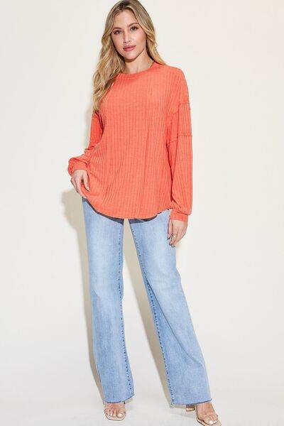 Basic Bae Full Size Ribbed Round Neck Long Sleeve T-Shirt - Hovatok