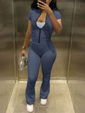 Devine Zip Up Top and Bootcut Leggings Set - Hovatok
