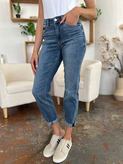Judy Blue Full Size Cuffed Hem Slim Jeans - Hovatok