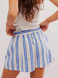 Striped Elastic Waist Shorts - Hovatok