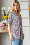 Heimish Full Size Short Sleeve Crisscross Animal Babydoll Top Plus Size - Hovatok