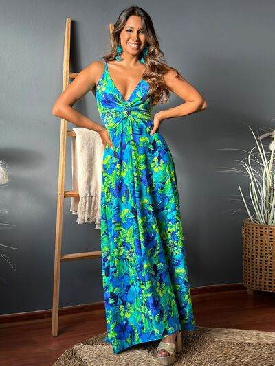 Twisted Printed V-Neck Cami Dress - Hovatok