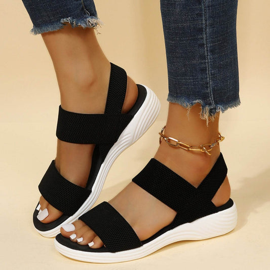 Rubber Open Toe Low Heel Sandals - Hovatok