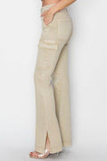 RISEN Full Size High Rise Side Slit Cargo Bootcut Jeans - Hovatok