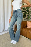 Judy Blue Full Size Medium Rise Tummy Control Destroy Flare - Hovatok