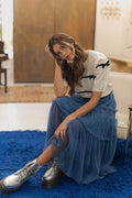 Annie Wear Striped Bow Round Neck Knit Top - Hovatok