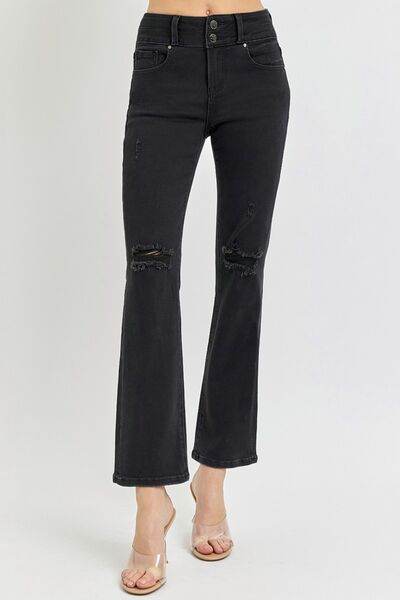 RISEN Full Size High Rise Wide Waistband Ankle Bootcut Jeans - Hovatok