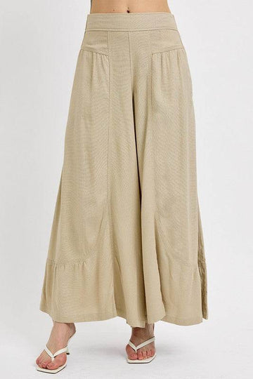 RISEN Shirring Detail Wide Leg Pants - Hovatok