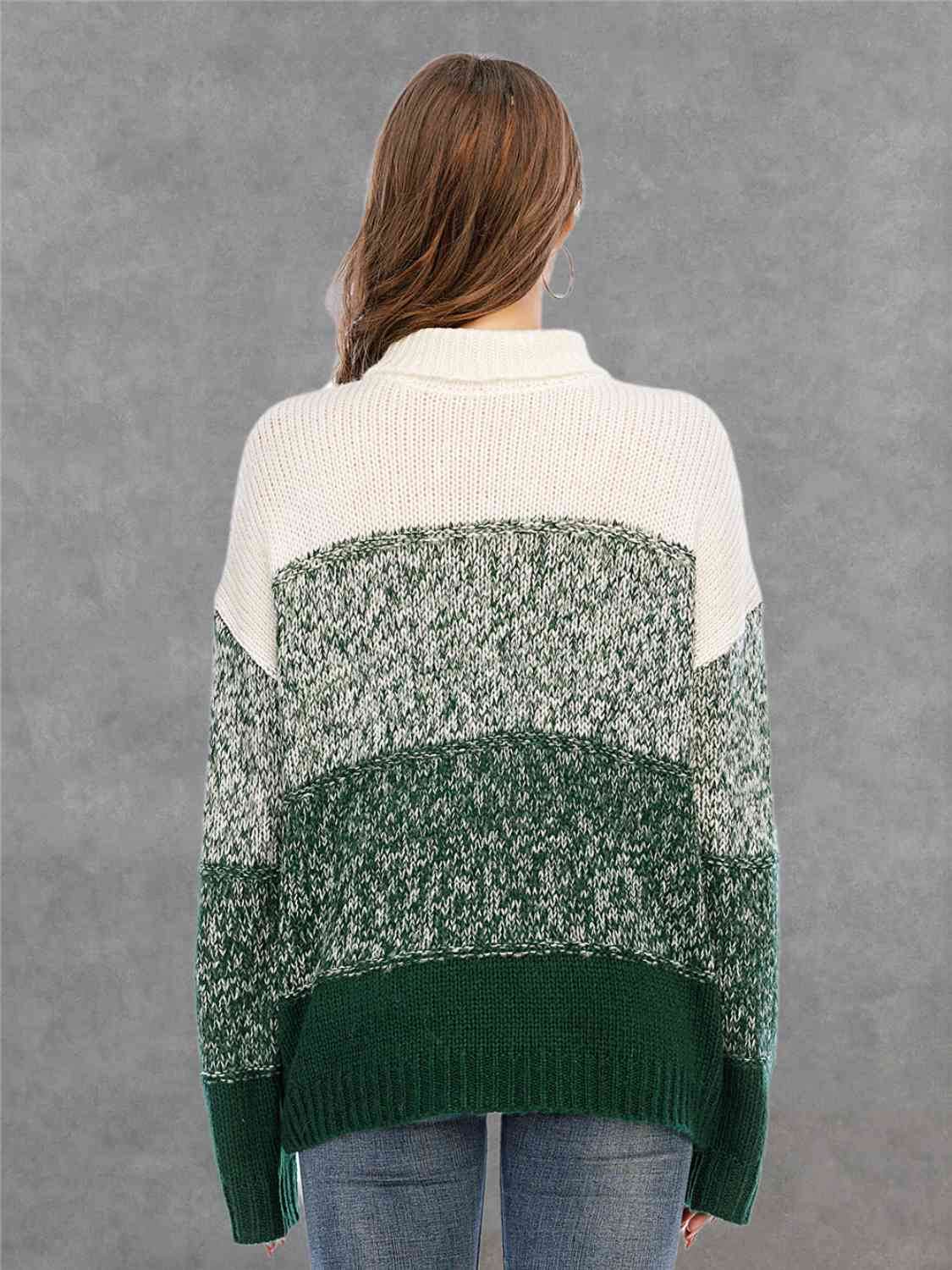 Angel Wings Color Block Turtleneck Sweater - Hovatok