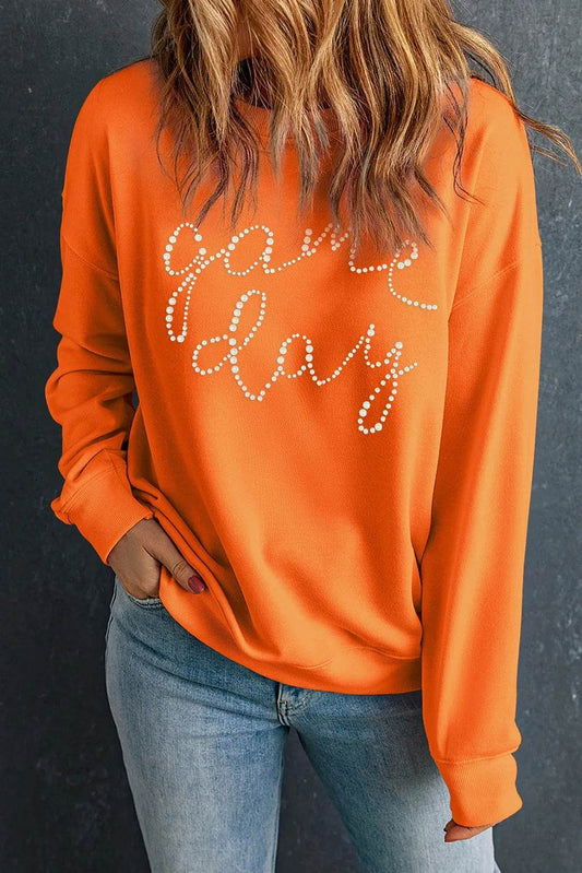 GAME DAY Round Neck Long Sleeve Sweatshirt - Hovatok