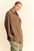 Davi & Dani Waffle-Knit Button Down Shirt - Hovatok