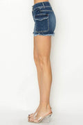 RISEN Raw Hem Denim Shorts with Pockets - Hovatok