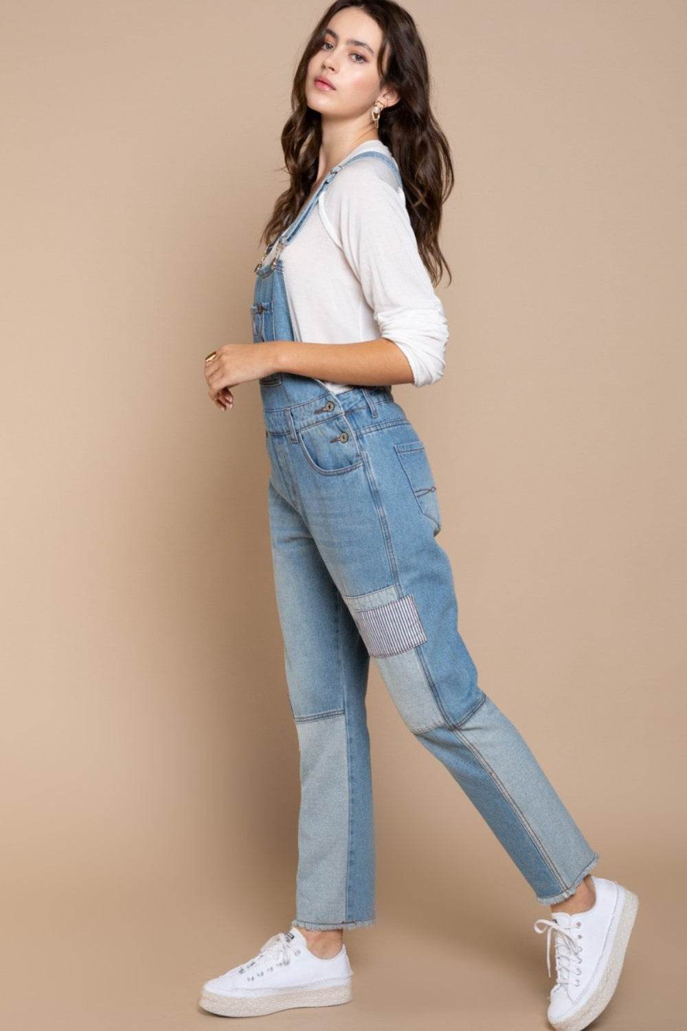 POL Front Chest Zipper Slim Leg Denim Overalls - Hovatok