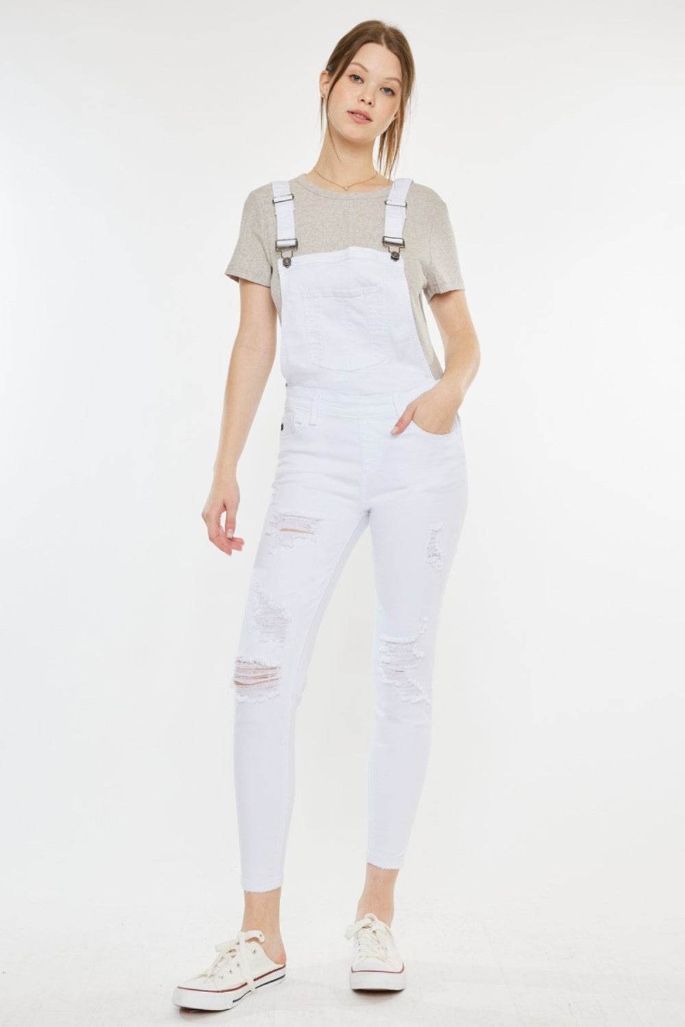 Kancan Distressed Skinny Denim Overalls - Hovatok