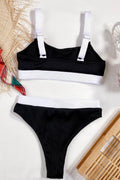 Color Block Scoop Neck Bikini Set - Hovatok