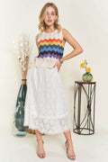 ADORA Elastic Waist Lace Midi Skirt - Hovatok