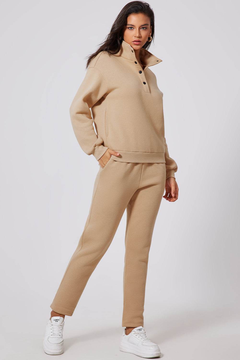 Half Snap Turtleneck Top and Pants Active Set - Hovatok