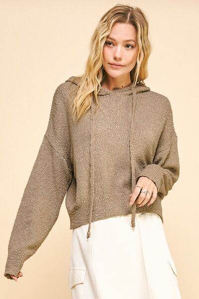 Davi & Dani Drop Shoulder Long Sleeve Hooded Sweater - Hovatok