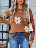 Angel Wings Flower Round Neck Long Sleeve Sweater - Hovatok