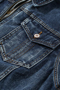Fake Two-Piece Hooded Zip-Up Denim Jacket - Hovatok