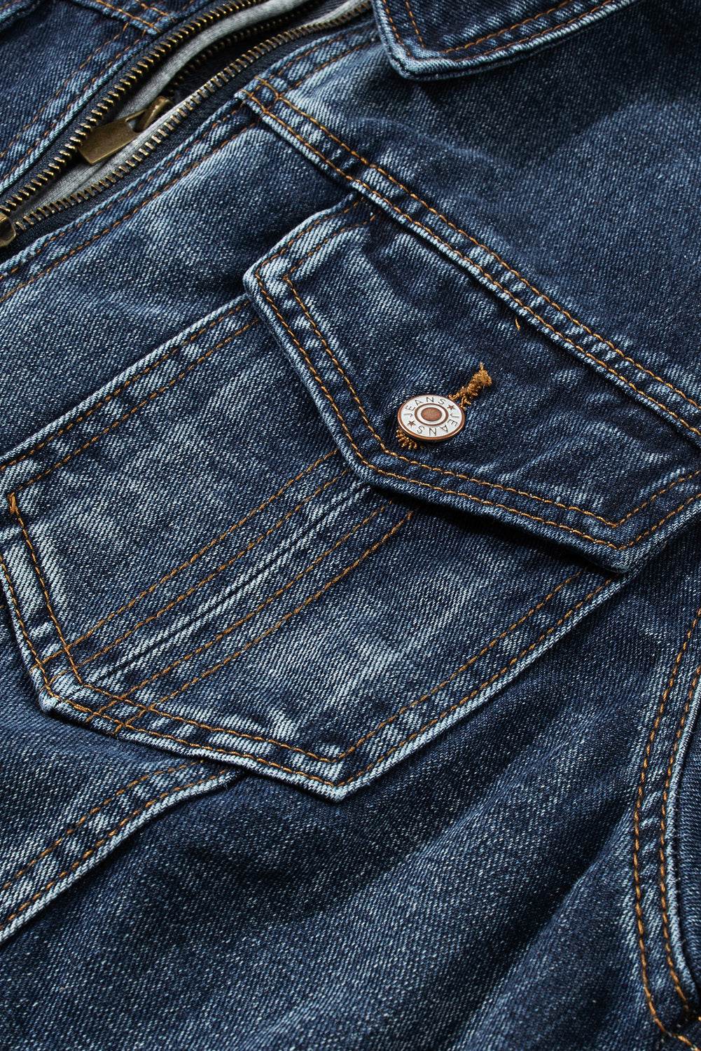 Fake Two-Piece Hooded Zip-Up Denim Jacket - Hovatok