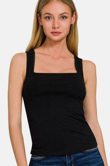 Zenana Square Neck Cropped Tank - Hovatok