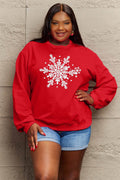 Simply Love Full Size Snowflake Graphic Sweatshirt - Hovatok