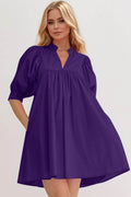 Oh Frill Notched Puff Sleeve Babydoll Mini Dress - Hovatok