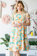 Heimish Full Size Ruffled Short Sleeve Floral Mini Dress Plus Size - Hovatok