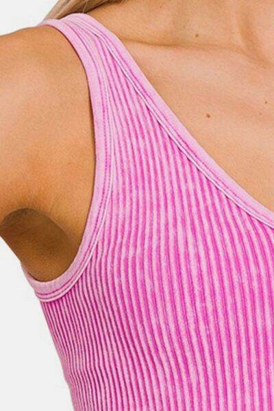 Zenana Washed Ribbed Cropped Tank - Hovatok