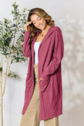 Basic Bae Full Size Hooded Sweater Cardigan - Hovatok