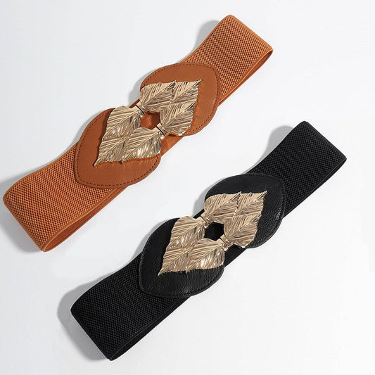 Alloy Leaf Buckle Elastic Belt - Hovatok