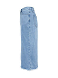 Raw Hem Slit Midi Denim Skirt - Hovatok