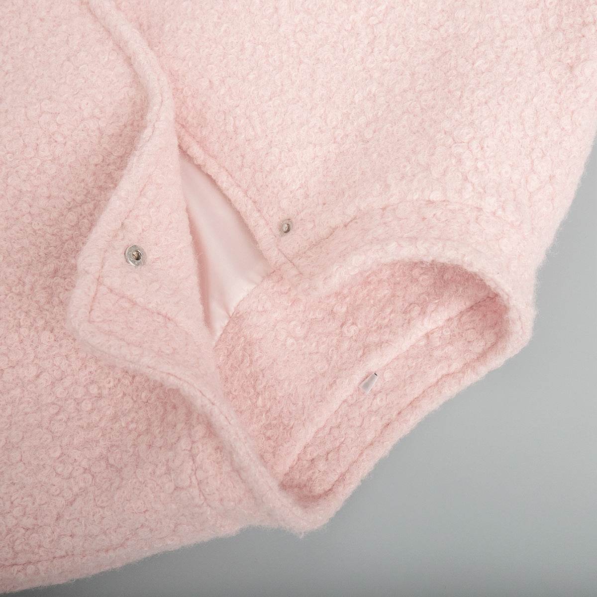 Double Take Plush Mock Neck Snap Down Jacket with Pockets - Hovatok