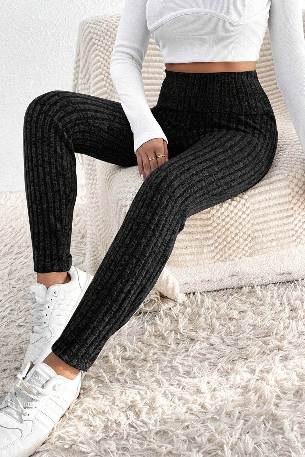 Ribbed High Waist Leggings - Hovatok