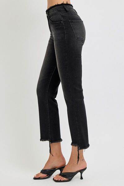 RISEN Full Size Raw Hem Cropped Flare Jeans Plus Size - Hovatok