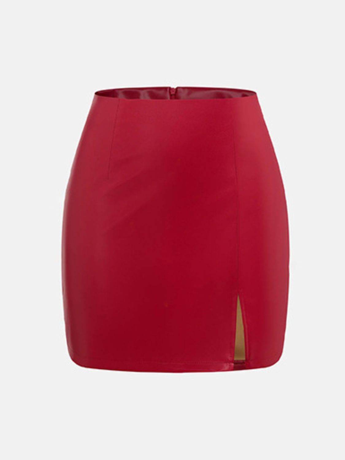 Slit Mini Skirt with Zipper - Hovatok