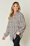 Double Take Full Size Leopard Long Sleeve Blouse - Hovatok